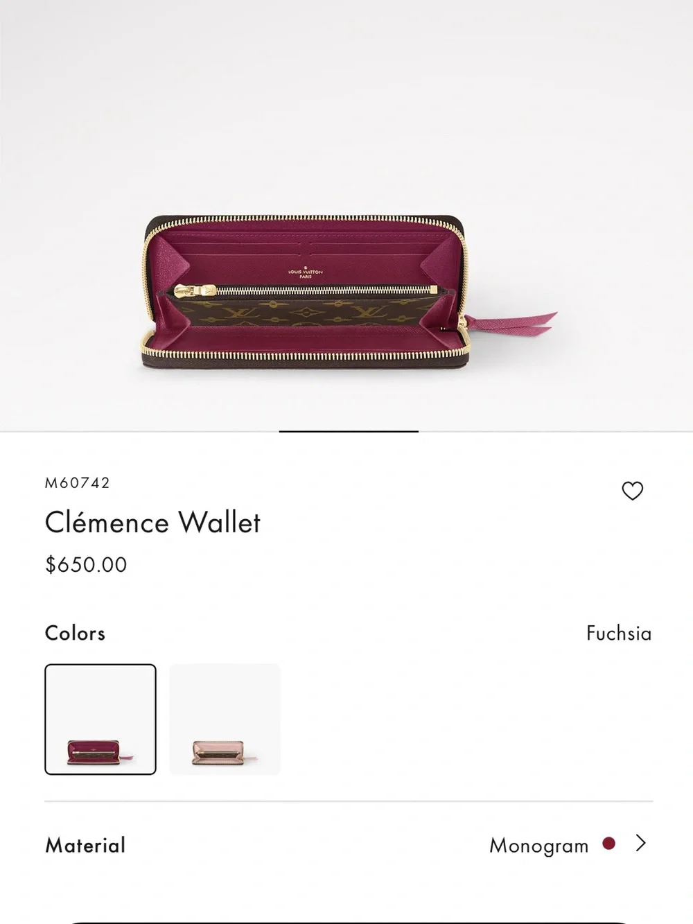 Louis Vuitton Clémence Wallet in Monogram Canvas